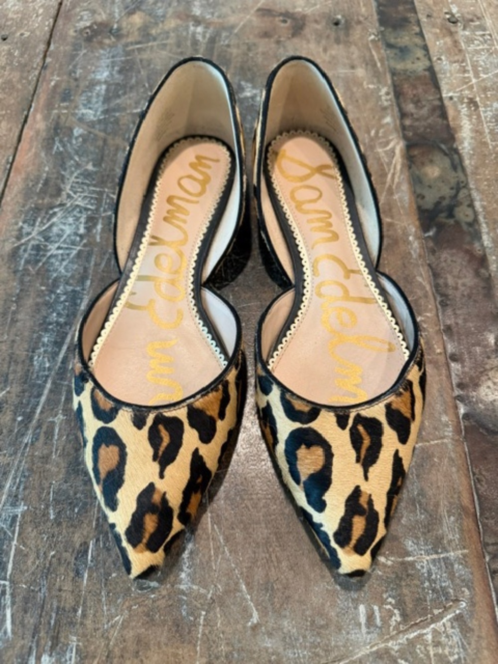 Sam Edelman Leopard-Print Pointed D'Orsay Flats - Black, Tan
